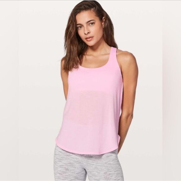 Lululemon Free To Be Serene Tank 2 In 1 Heathered Pearl Pink FLAWS - Picture 1 of 11